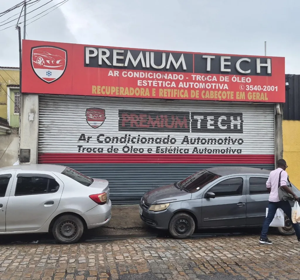 Fachada da Premium Tech na Metrópole, com ar-condicionado, troca de óleo e estética automotiva